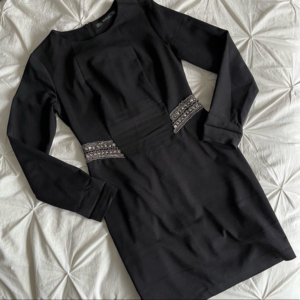 Zara Little Black Dress With Side Detail (M)